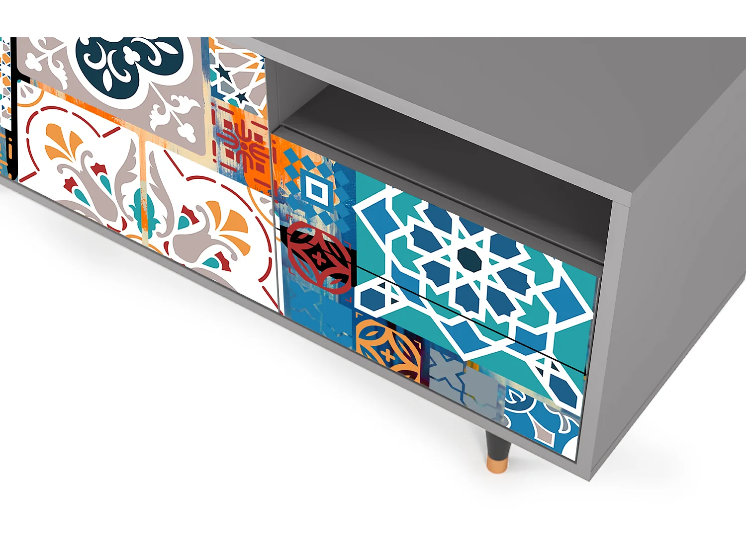 Meuble TV - 125х56х41 cm - T7 - Moroccan Market, Gris