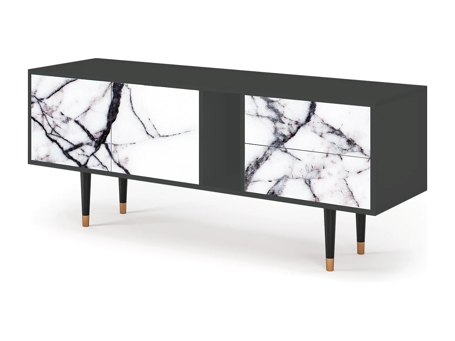 Szafka RTV - 170х69х48 cm - T1 - Raven Marble, Antracyt