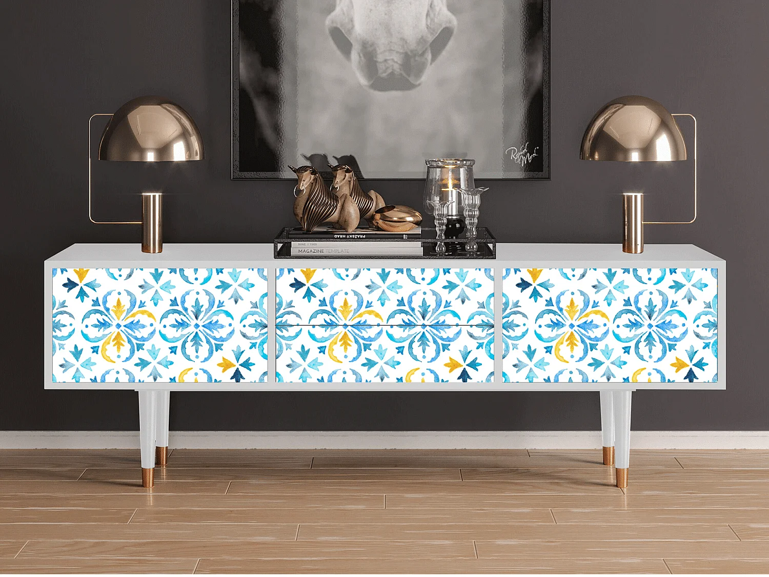 Szafka RTV - 170х59х48 cm - T4 - Lisbon Flover, Biały