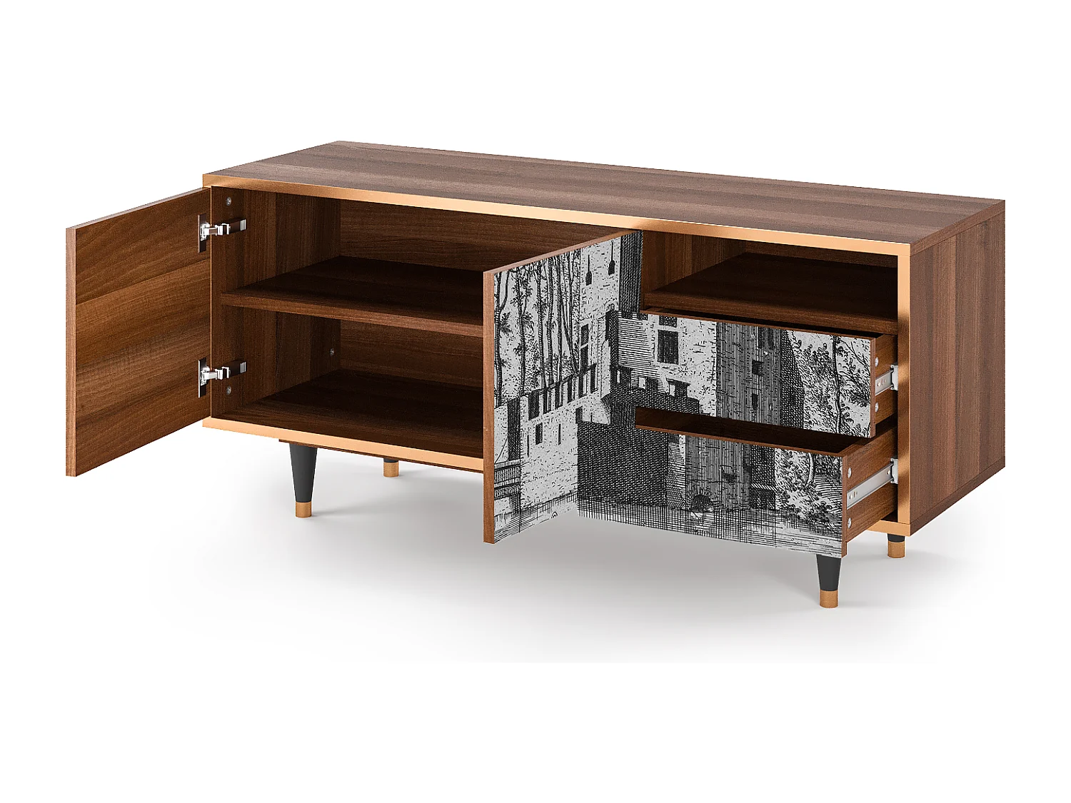 TV-Möbel - 125х56х41 cm - T7 - Castle by Breugel, Walnuss