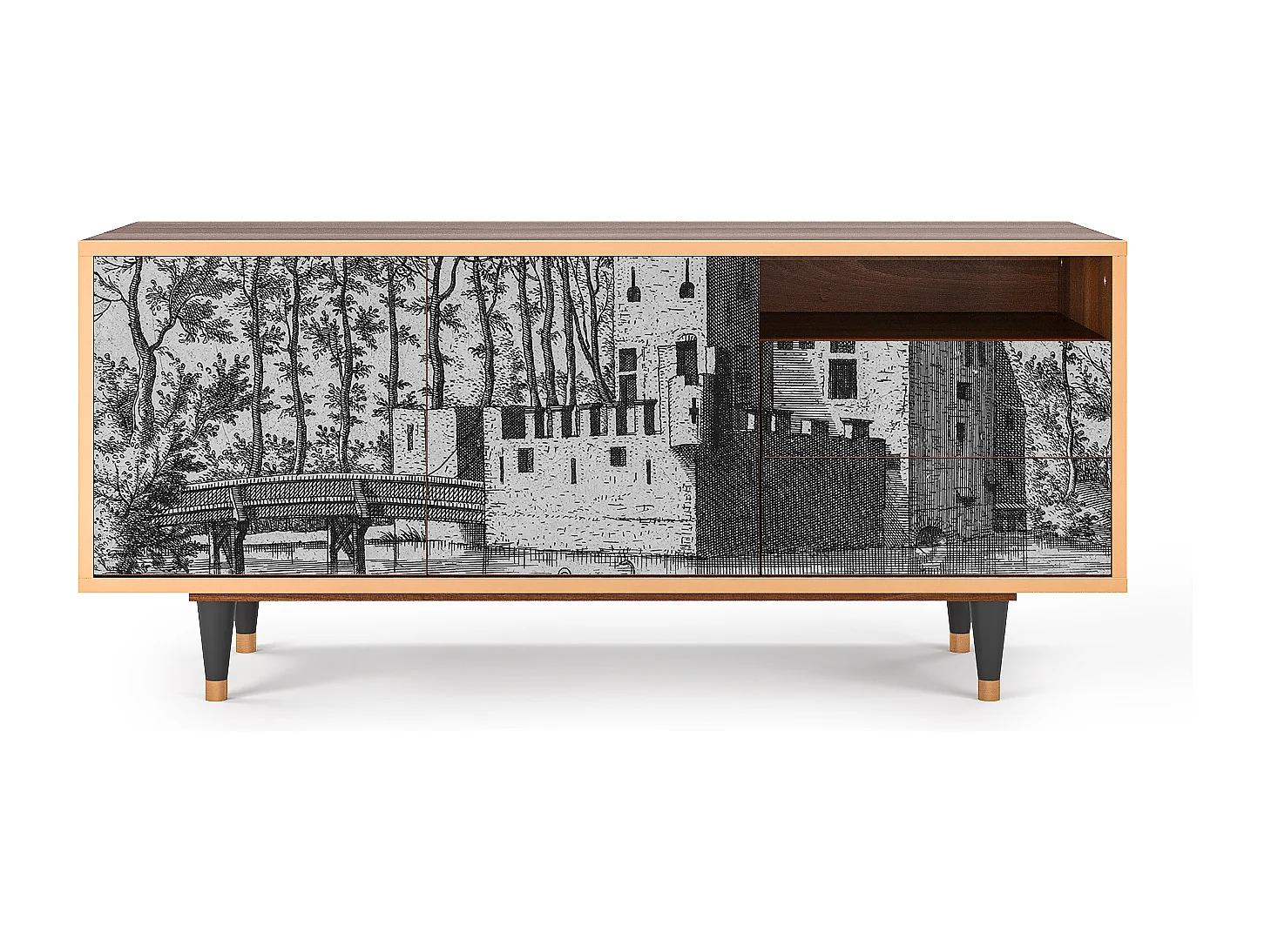 Meuble TV - 125х56х41 cm - T7 - Castle by Breugel, Noyer