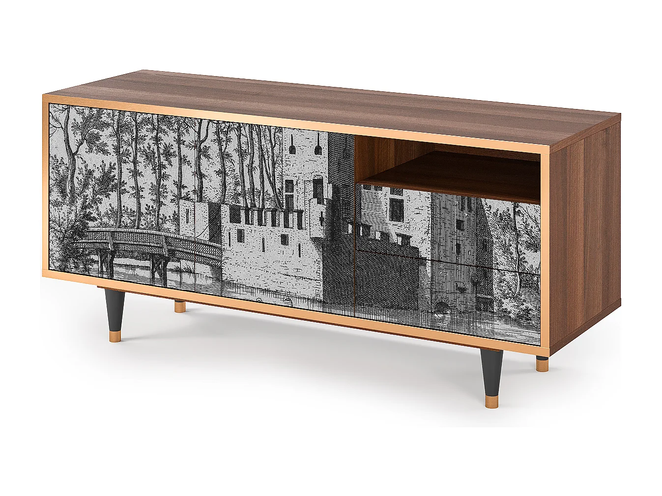 Meuble TV - 125х56х41 cm - T7 - Castle by Breugel, Noyer