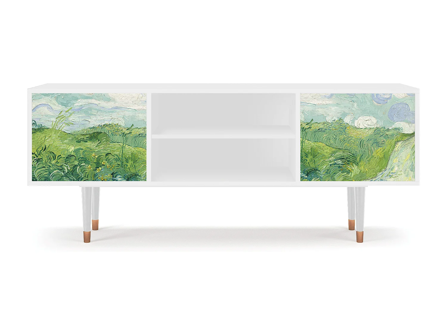 Mobile TV - 170х69х48 cm - T2 - Green Wheat Fields, Bianco