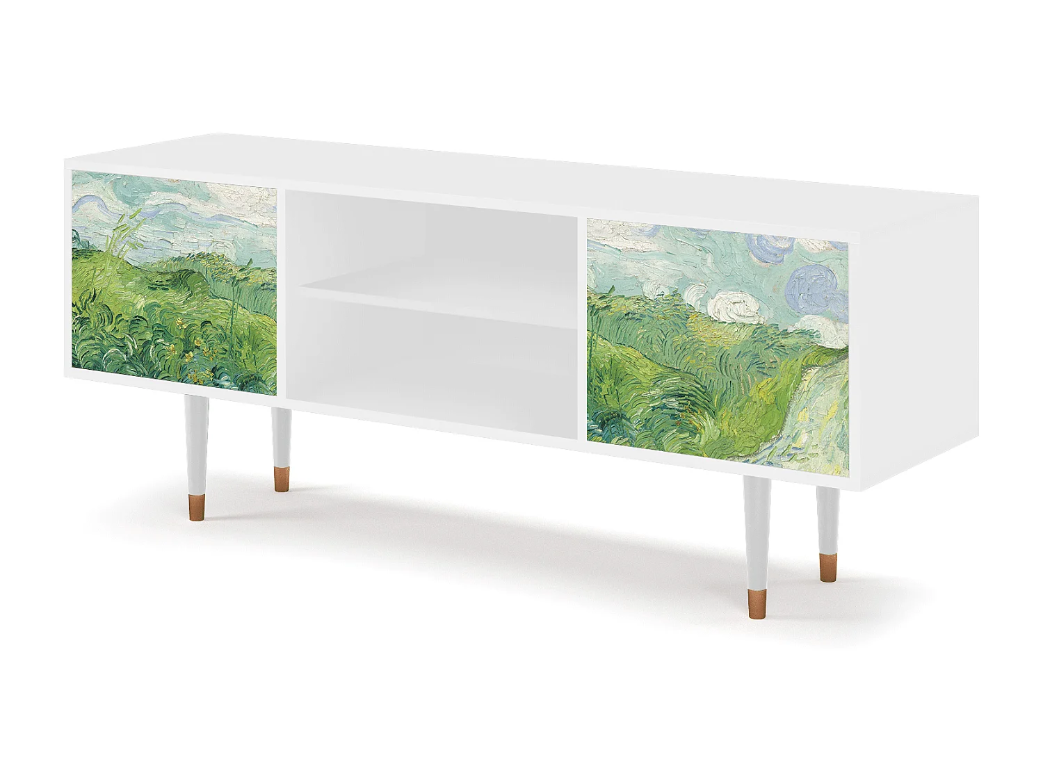 Mobile TV - 170х69х48 cm - T2 - Green Wheat Fields, Bianco