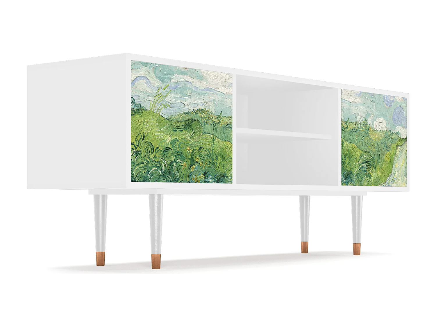 Mobile TV - 170х69х48 cm - T2 - Green Wheat Fields, Bianco