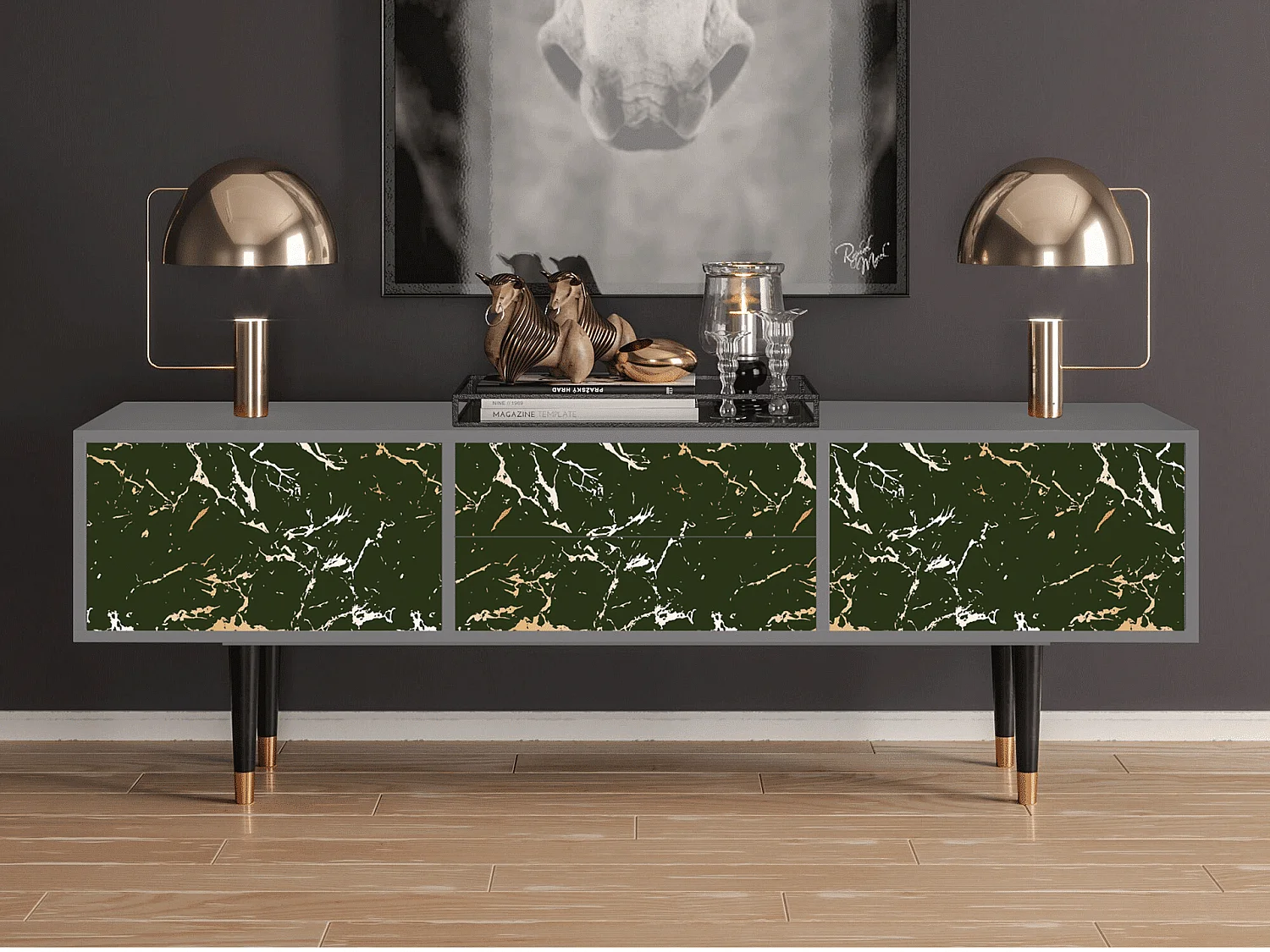 Meuble TV - 170х59х48 cm - T4 - Amazon Forest, Gris