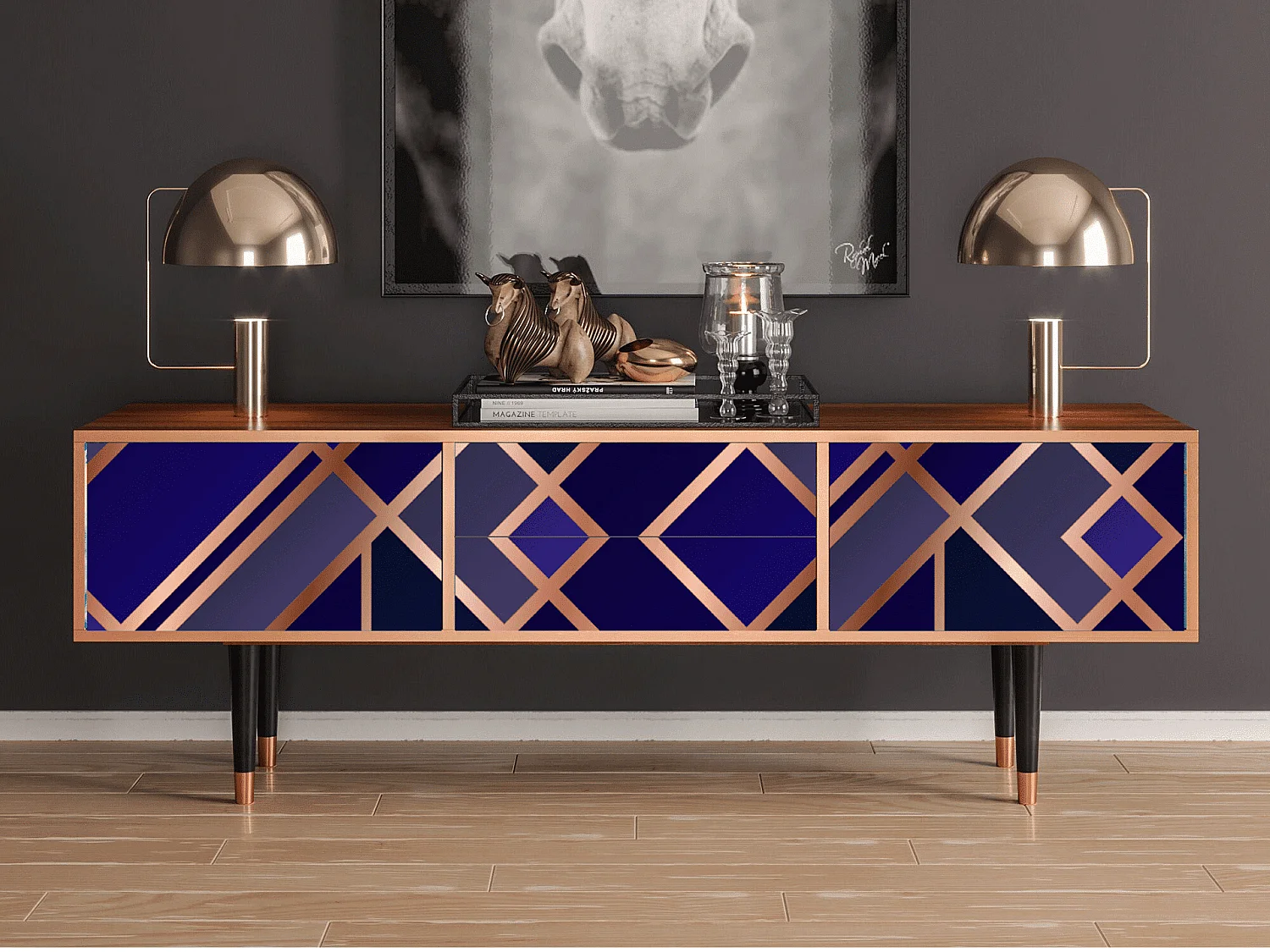 Meuble TV - 170х59х48 cm - T4 - Aquamarine Getsby, Noyer