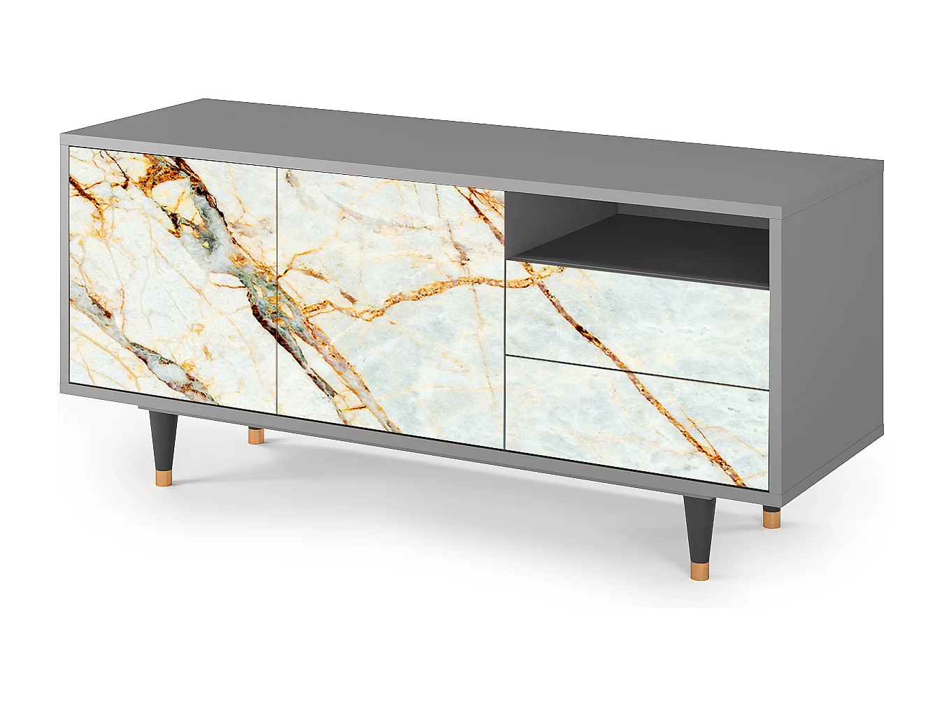 TV-meubel - 125х56х41 cm - T7 - Zandy Marble, Grijs