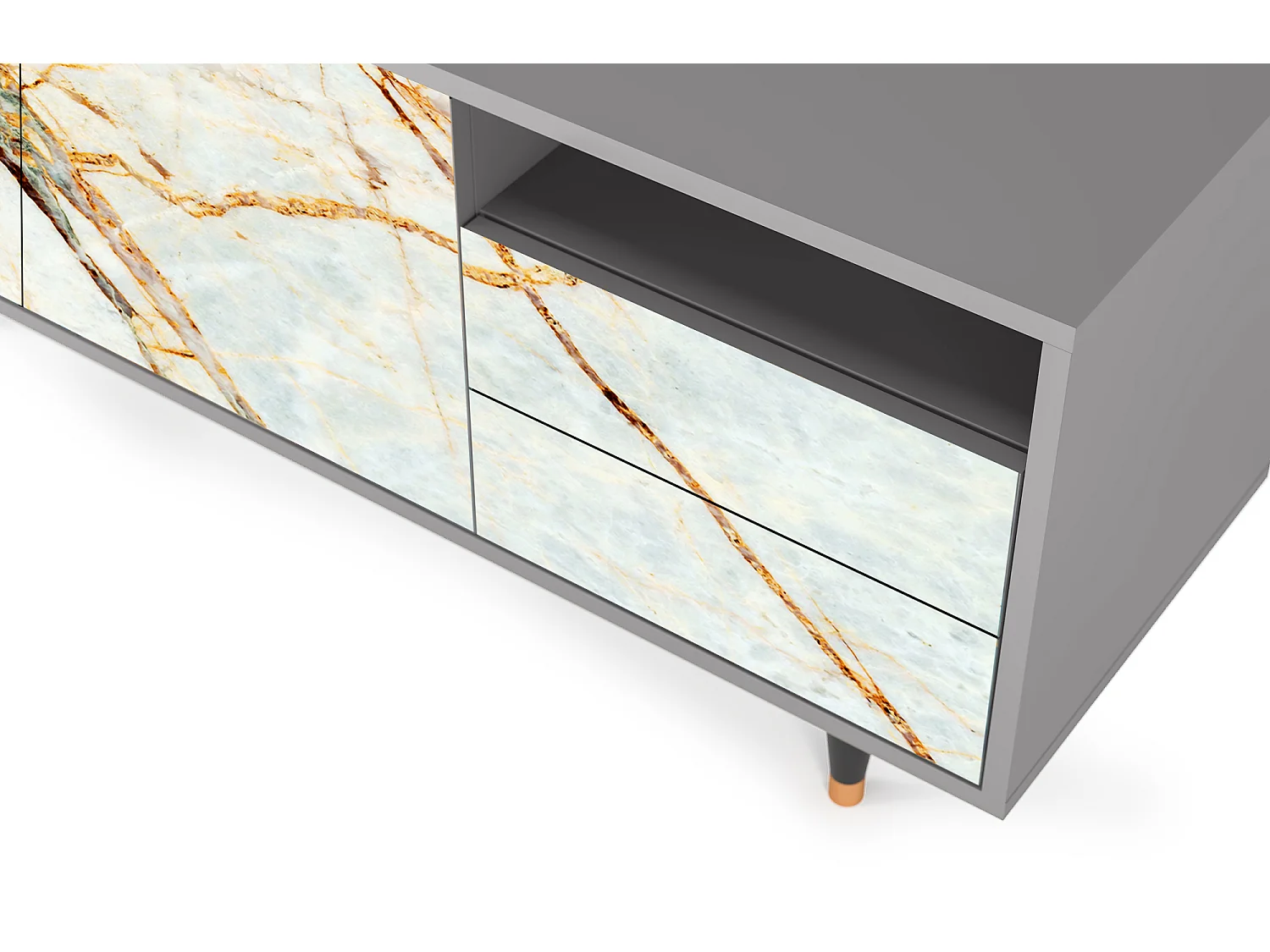 TV-meubel - 125х56х41 cm - T7 - Zandy Marble, Grijs