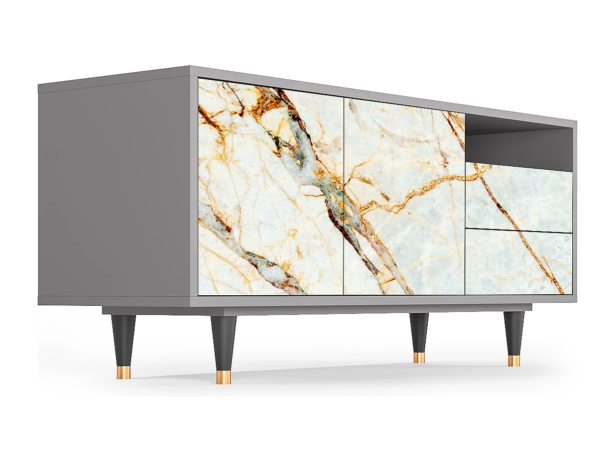Meuble TV - 125х56х41 cm - T7 - Sabley Marble, Gris