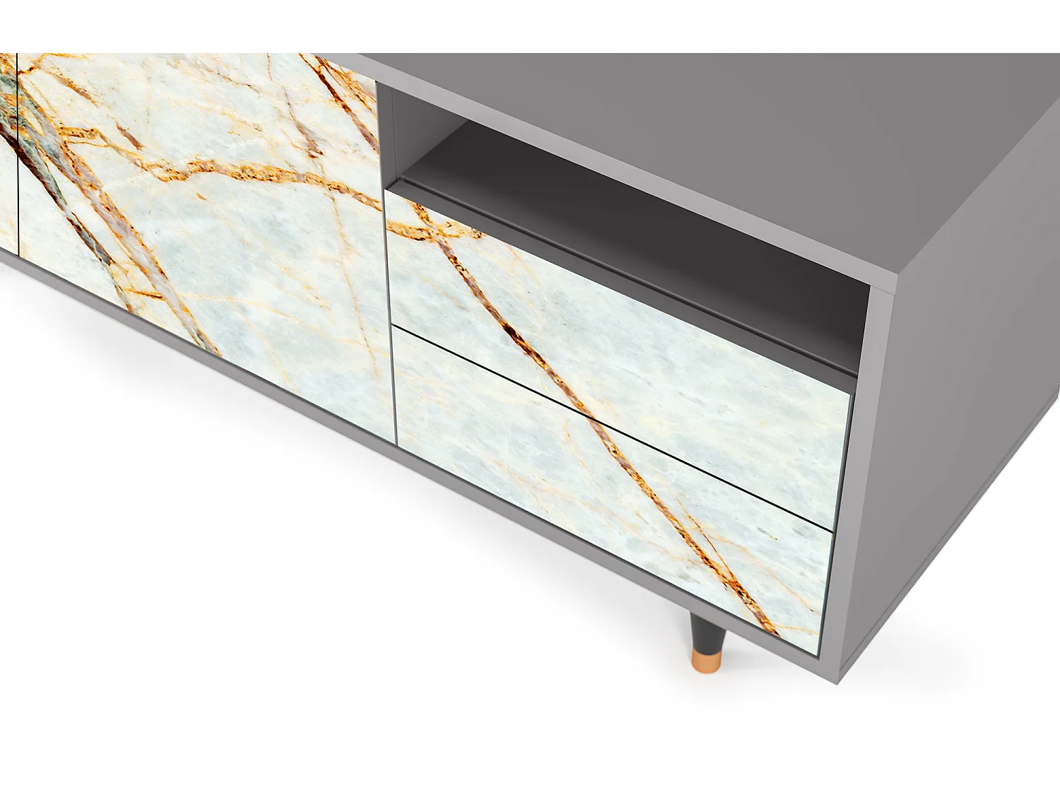 Meuble TV - 125х56х41 cm - T7 - Sabley Marble, Gris