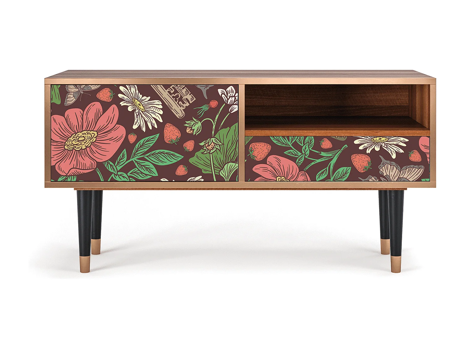 Szafka RTV - 115х59х48 cm - T3 - Alice in Wonderland, Orzech