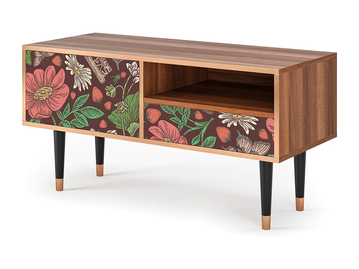 Szafka RTV - 115х59х48 cm - T3 - Alice in Wonderland, Orzech