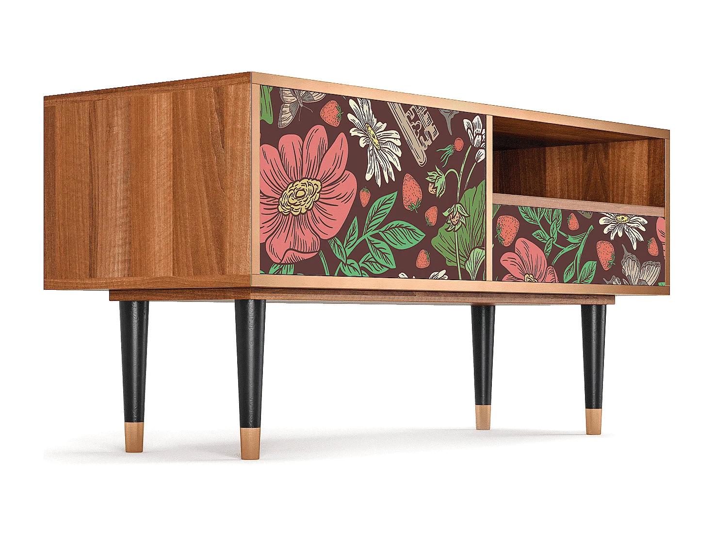 Mueble de TV - 115х59х48 cm - T3 - Alice in Wonderland, Nogueira