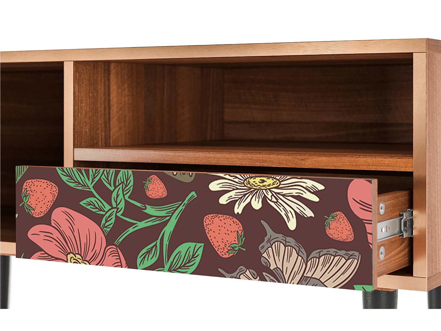 Mueble de TV - 115х59х48 cm - T3 - Alice in Wonderland, Nogueira