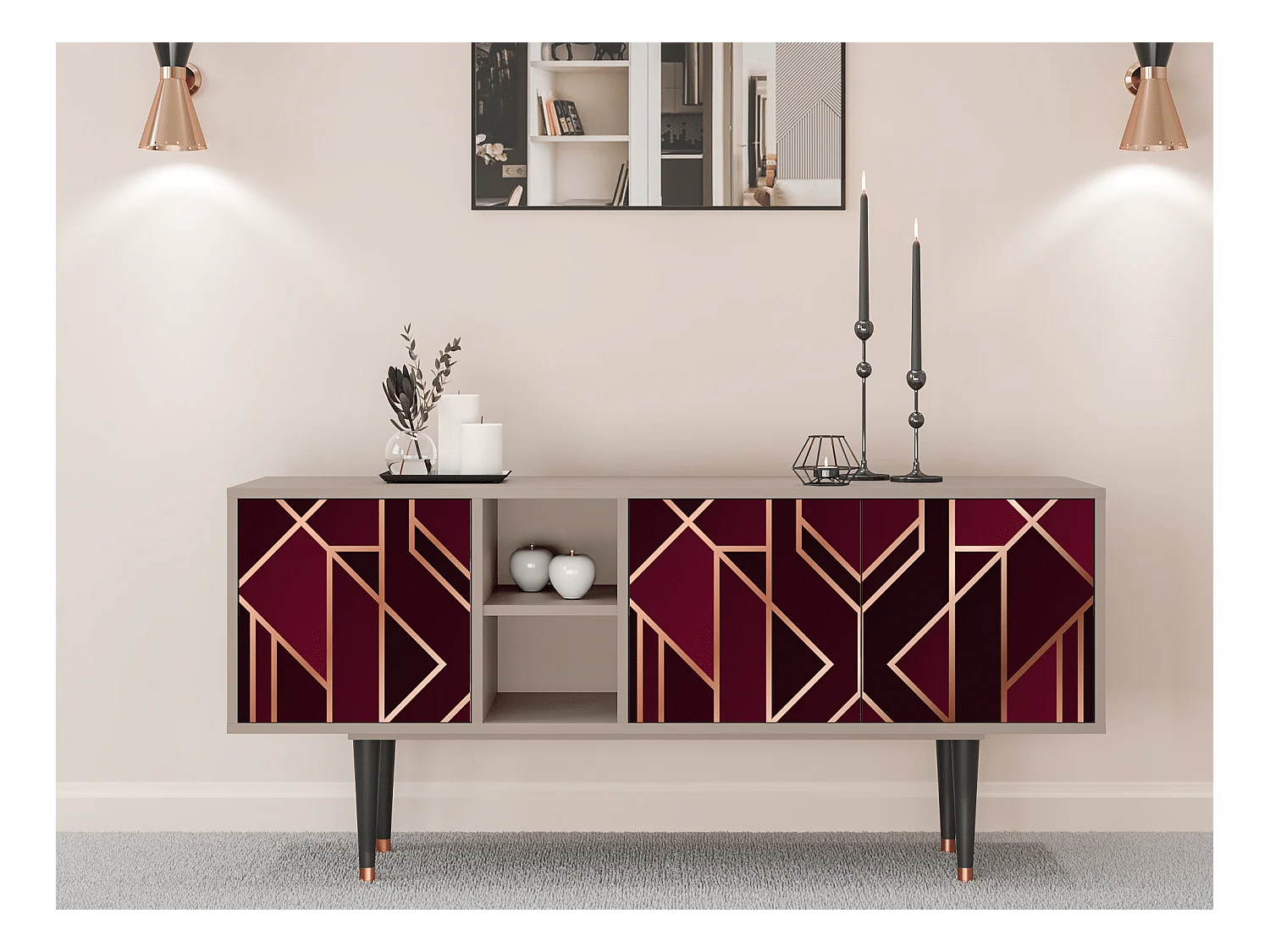 Meuble TV - 150х69х41 cm - T5 - Burgundy Jewelery, Latte
