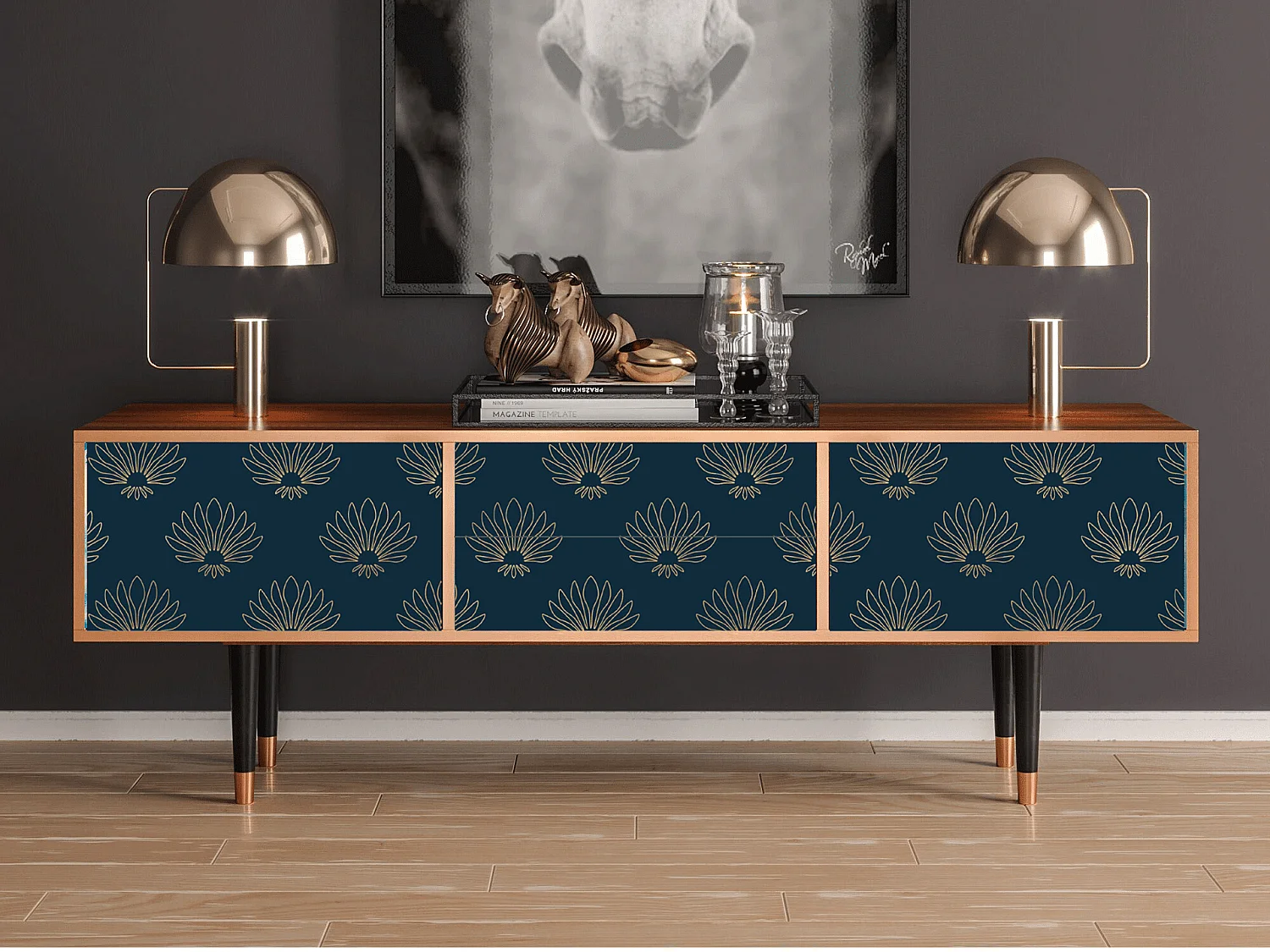 Meuble TV - 170х59х48 cm - T4 - Blue Lotus, Noyer