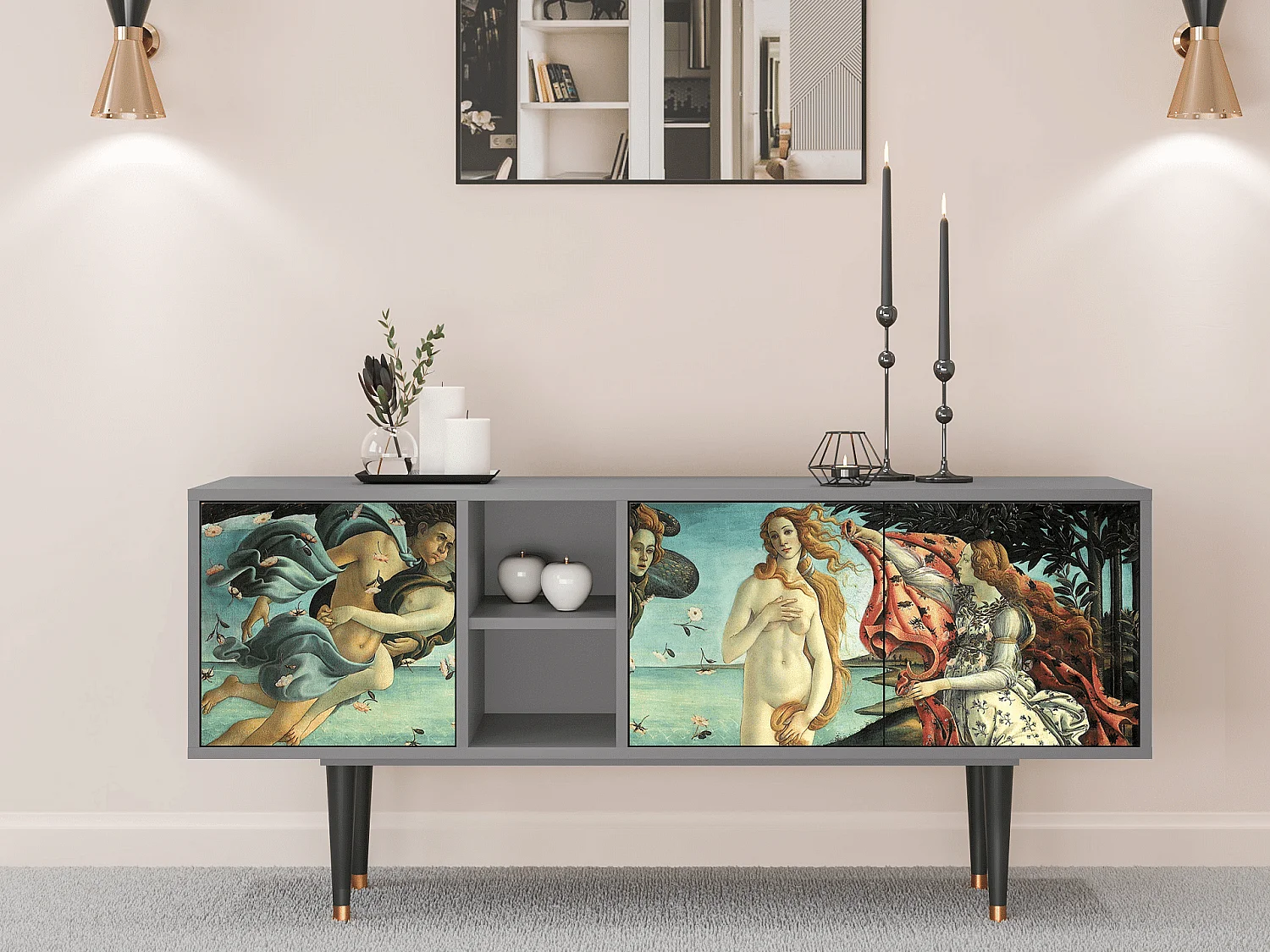 TV-meubel - 150х69х41 cm - T5 - The Birth of Venus, Grijs