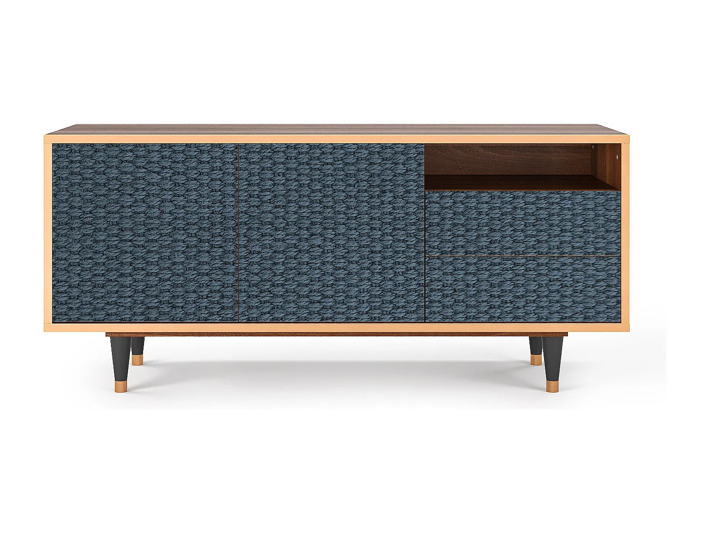 Mueble de TV - 125х56х41 cm - T7 - Knitted Pattern, Nogueira