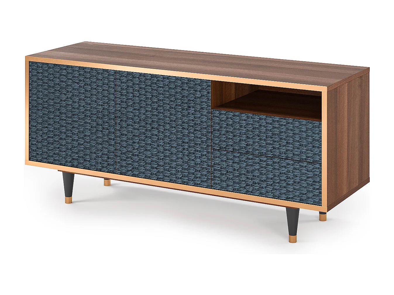 Mueble de TV - 125х56х41 cm - T7 - Knitted Pattern, Nogueira