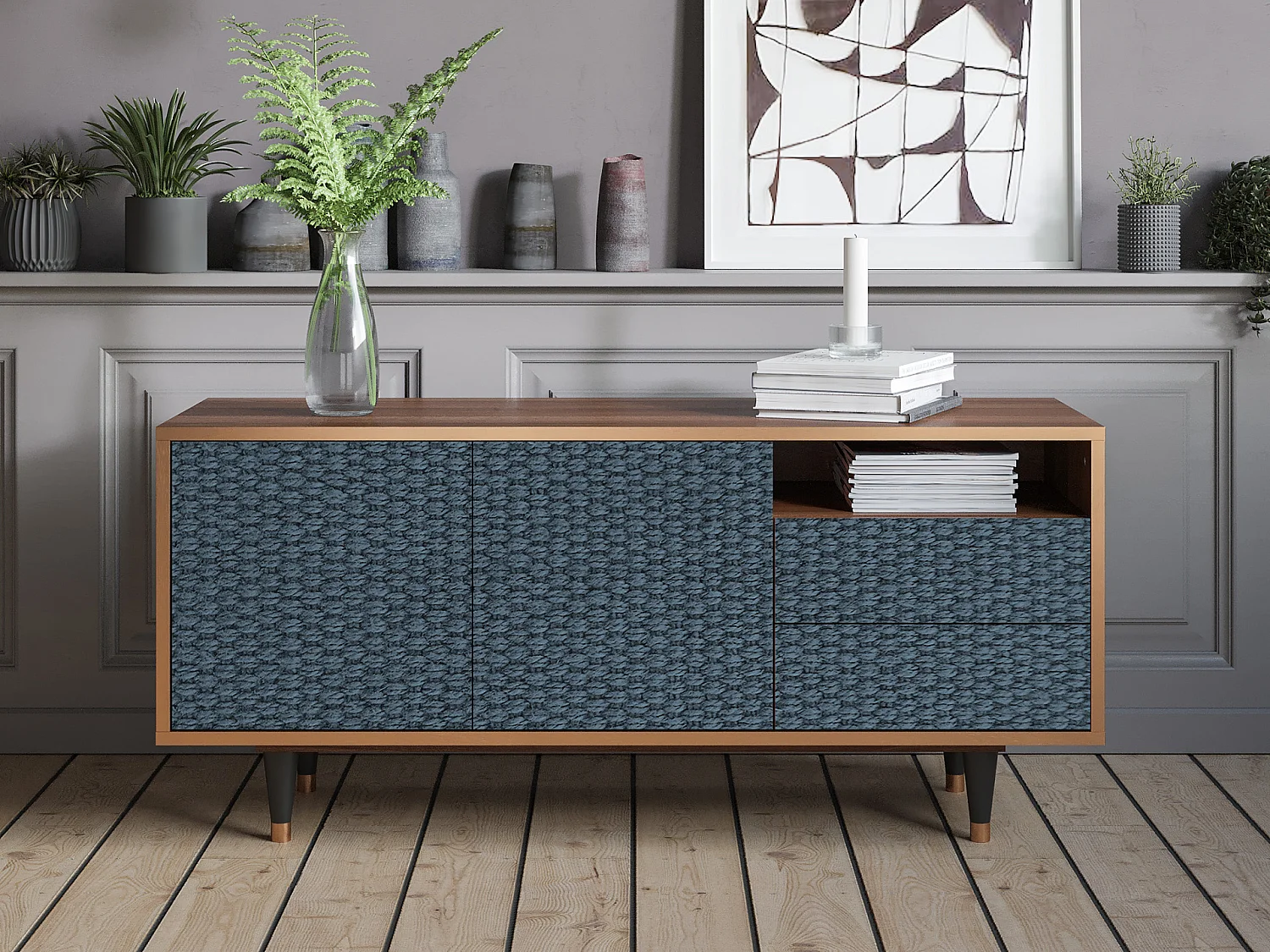 Mobile TV - 125х56х41 cm - T7 - Knitted Pattern, Noce