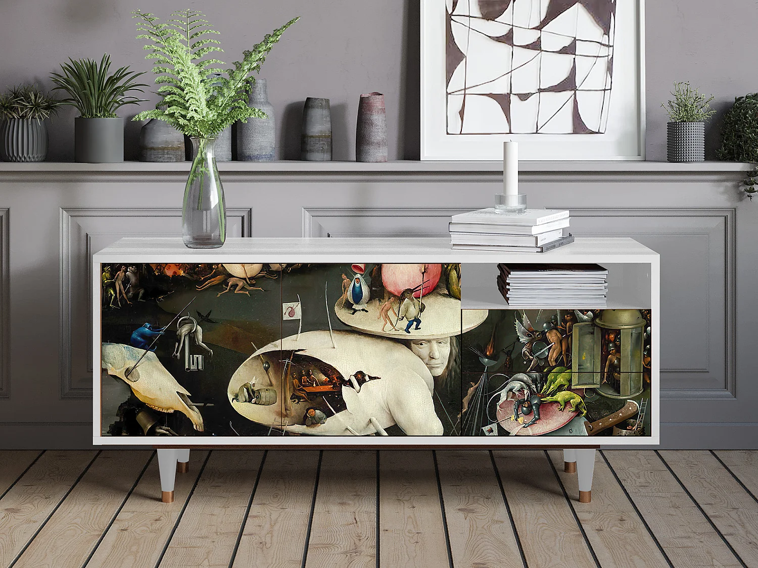 Mueble de TV - 125х56х41 cm - T7 - The Garden 2, Branco