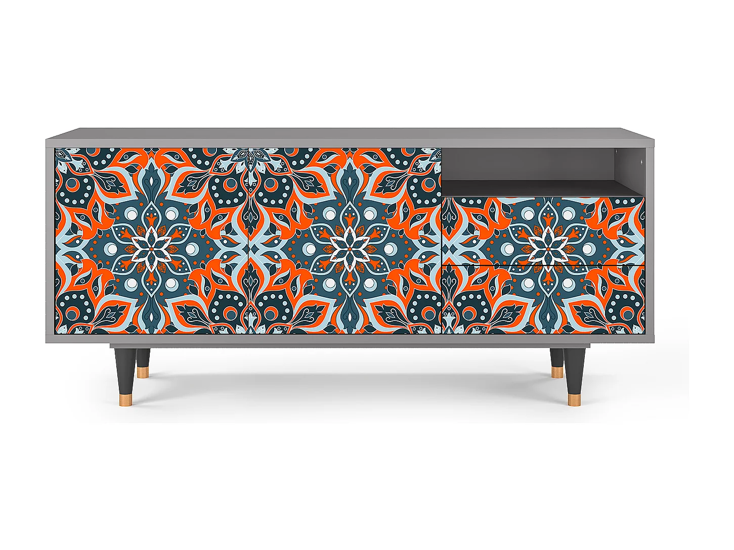 Mueble de TV - 125х56х41 cm - T7 - Fire Beetle, Gris