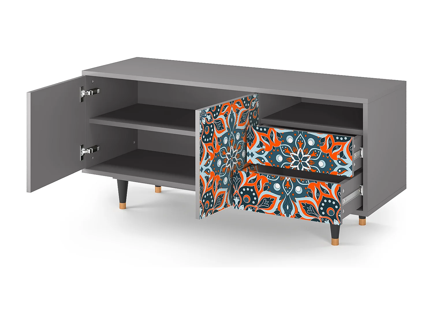 Mueble de TV - 125х56х41 cm - T7 - Fire Beetle, Gris