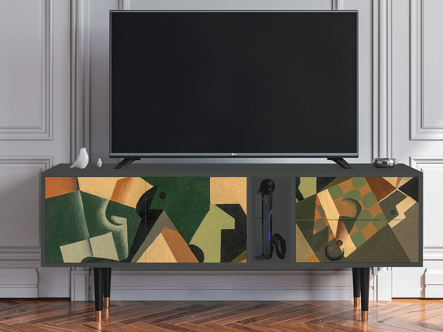 TV-meubel - 170х69х48 cm - T1 - Glass and Checkerboard, Antraciet