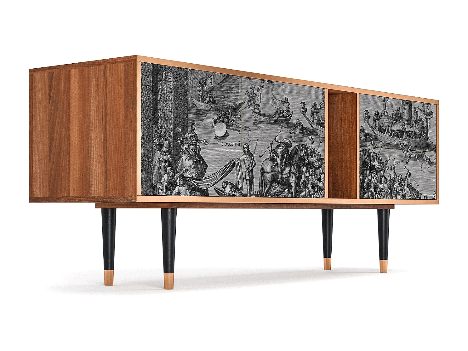 Mueble de TV - 170х69х48 cm - T1 - Saint Martin, Nogueira