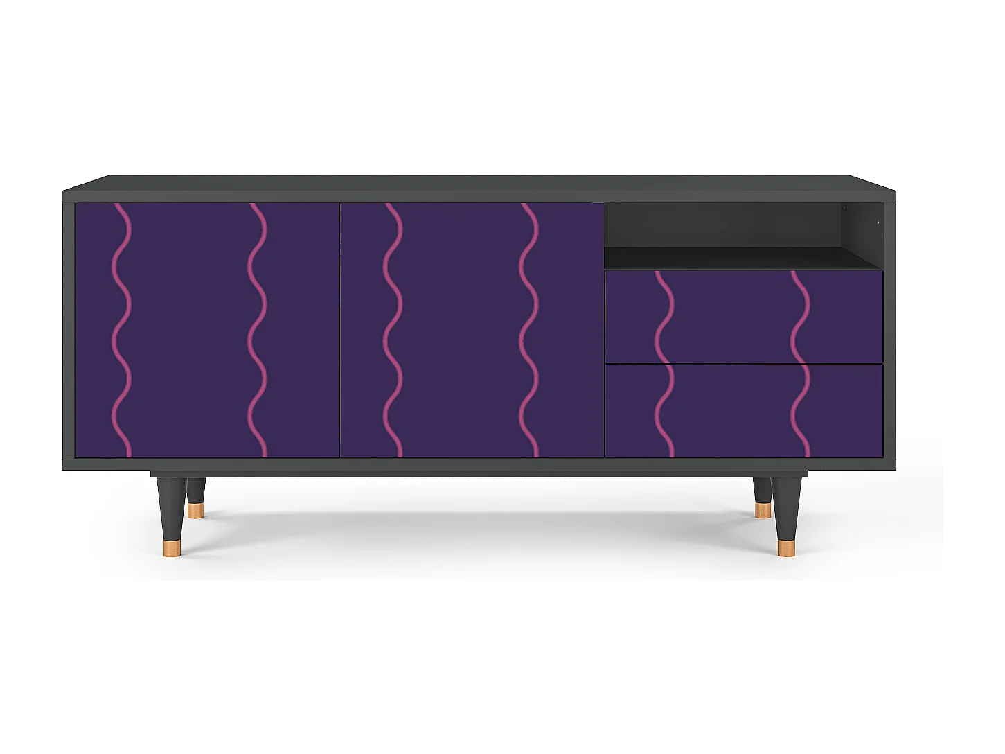 Meuble TV - 125х56х41 cm - T7 - Grape Maccaroni, Anthracite