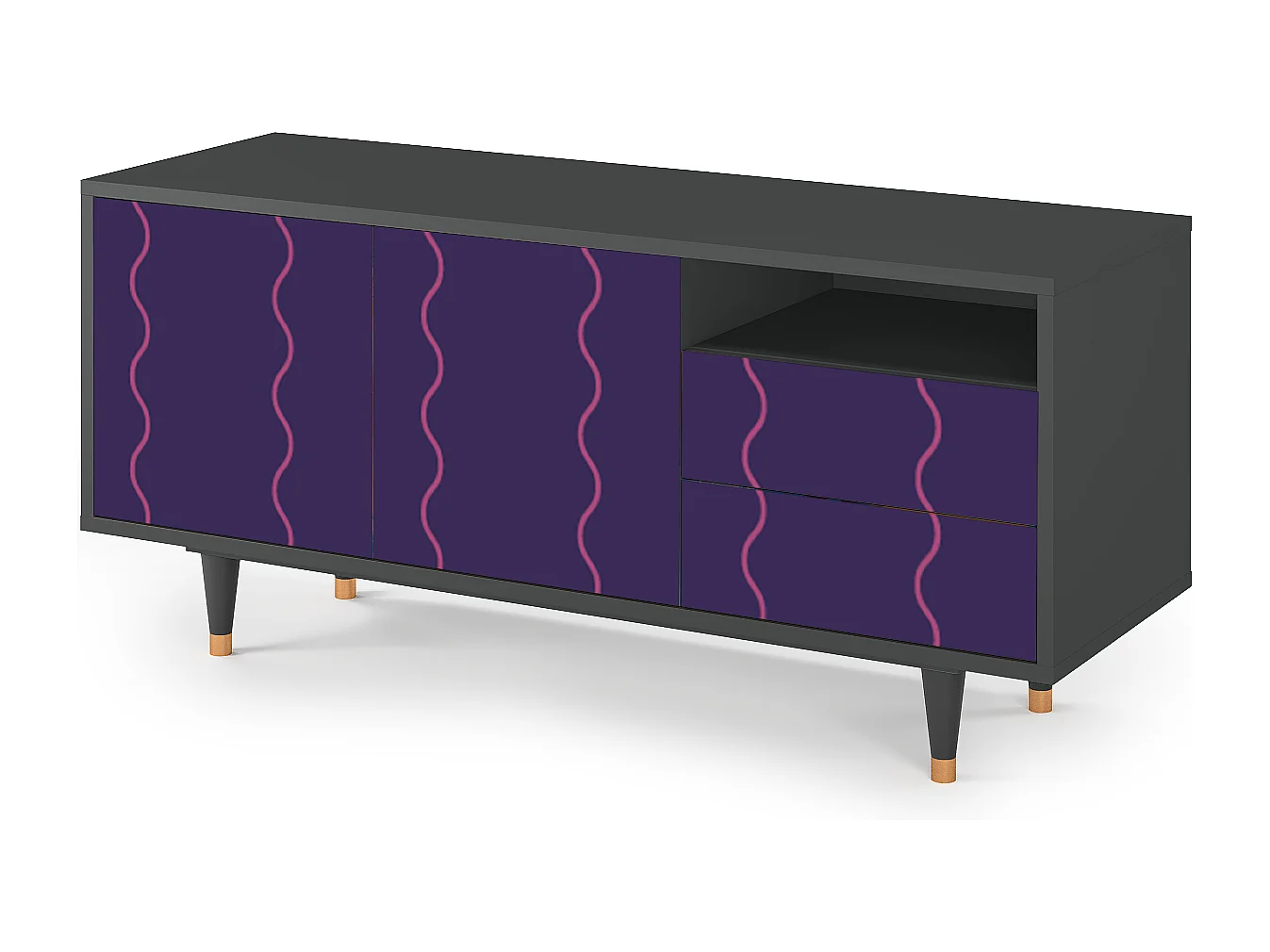 Meuble TV - 125х56х41 cm - T7 - Grape Maccaroni, Anthracite