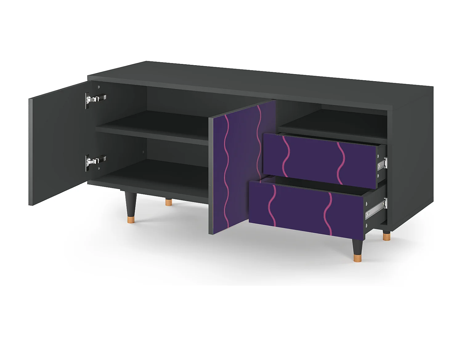 Meuble TV - 125х56х41 cm - T7 - Grape Maccaroni, Anthracite
