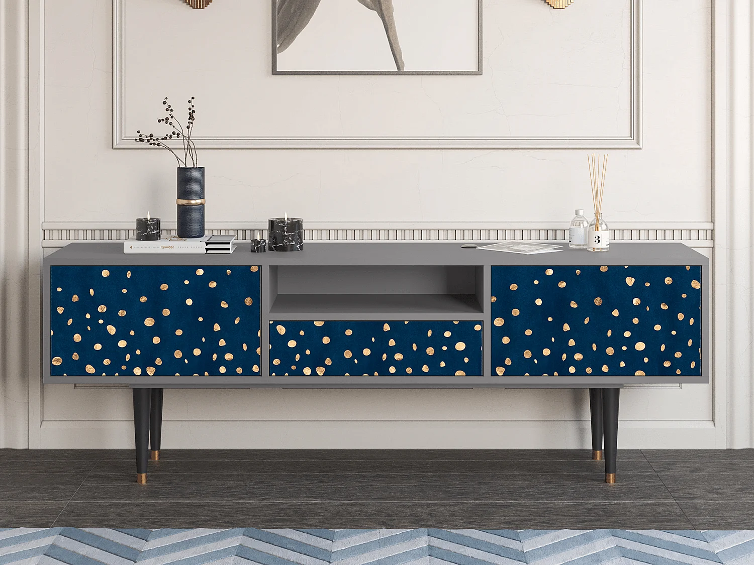 Meuble TV - 170х59х41 cm - T6 - Night Skies, Gris