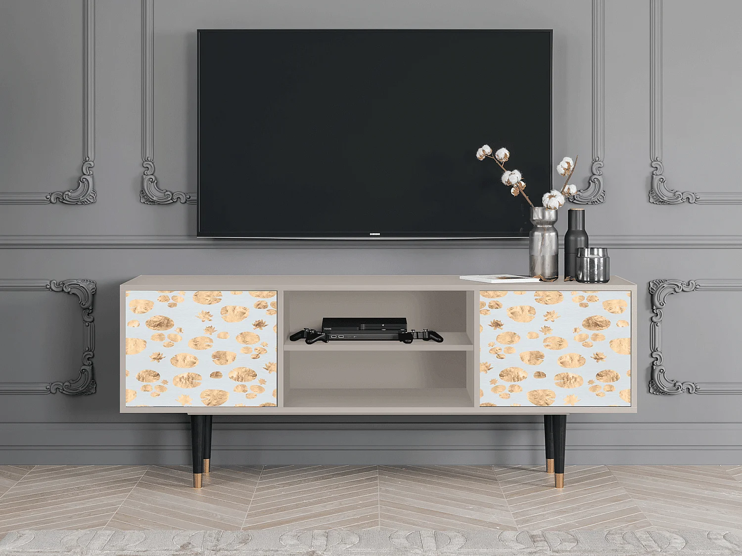 Mobile TV - 170х69х48 cm - T2 - Blue Giraffe, Sabbia