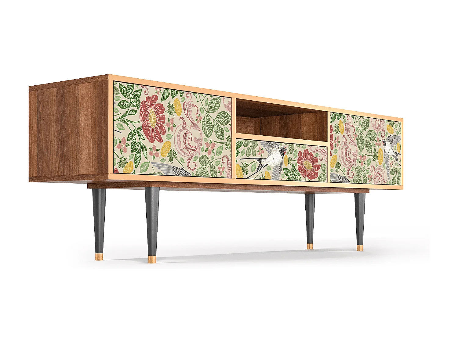 Mobile TV - 170х59х41 cm - T6 - Spring Swallow, Noce