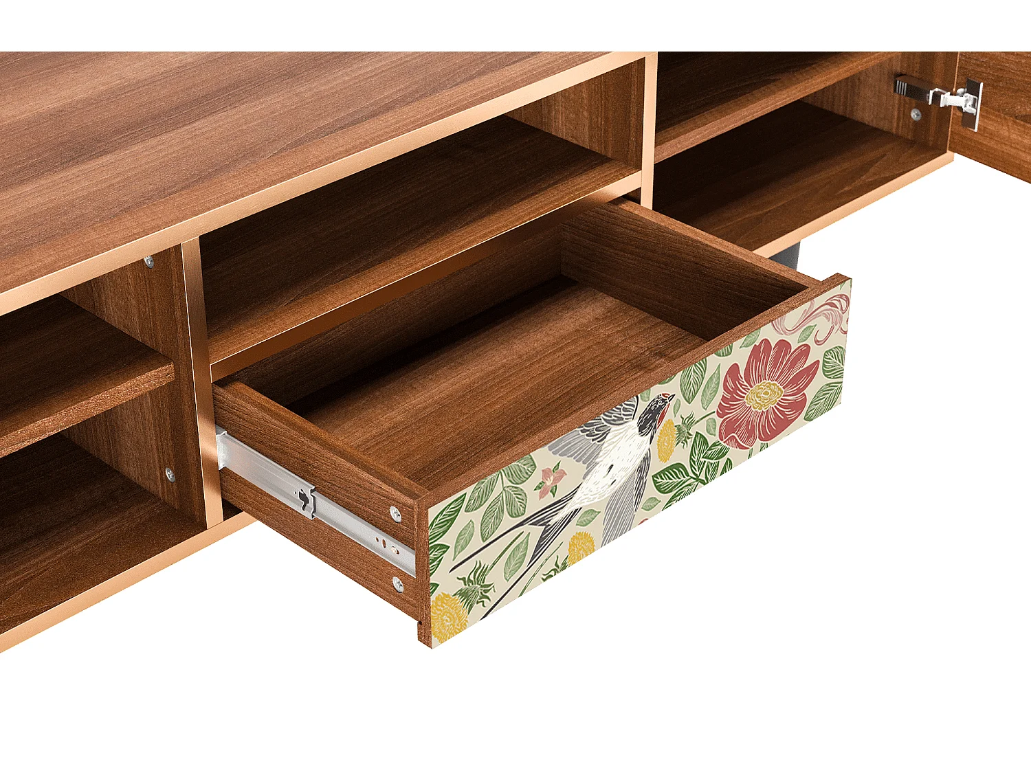 Mobile TV - 170х59х41 cm - T6 - Spring Swallow, Noce