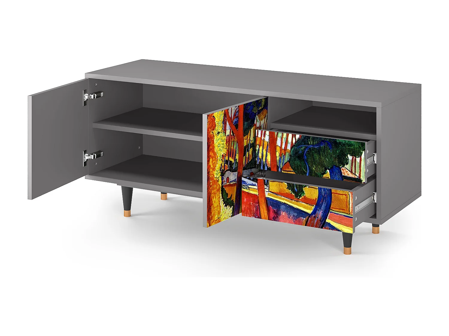 Meuble TV - 125х56х41 cm - T7 - The Turning Road, Gris