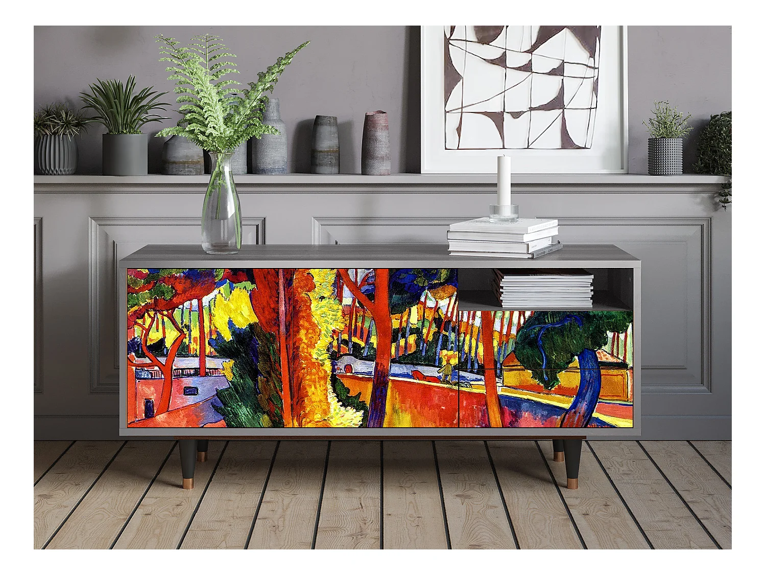 TV-Möbel - 125х56х41 cm - T7 - The Turning Road, Grau