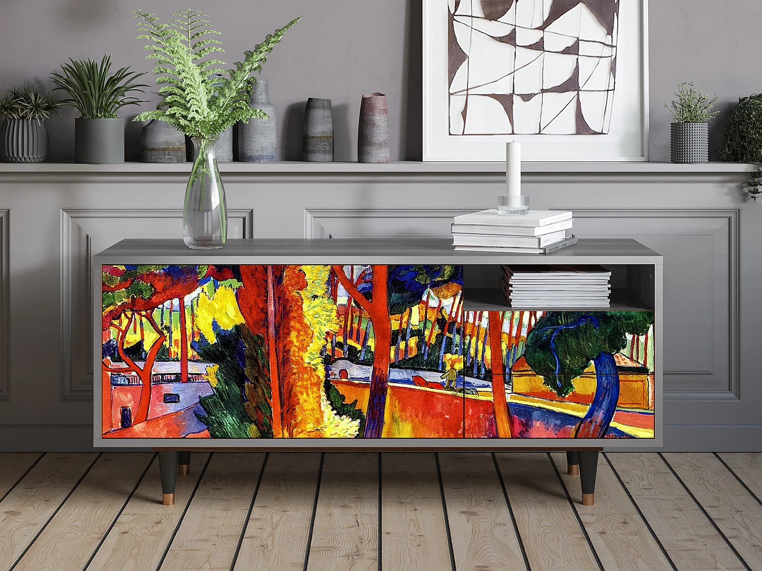 Meuble TV - 125х56х41 cm - T7 - The Turning Road, Gris