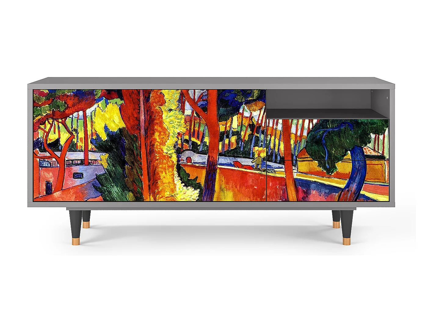 Szafka RTV - 125х56х41 cm - T7 - The Turning Road, Szary