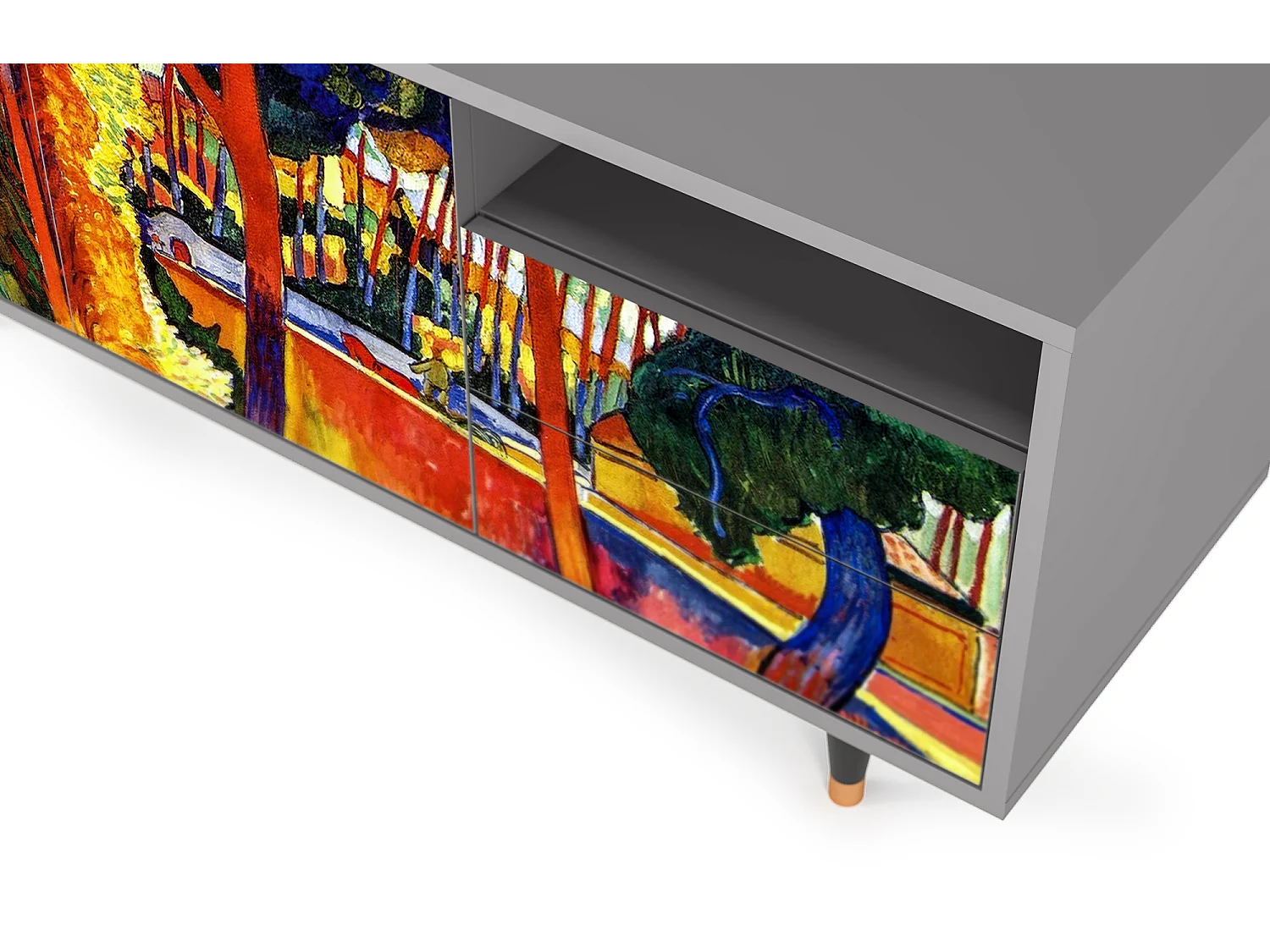 Szafka RTV - 125х56х41 cm - T7 - The Turning Road, Szary