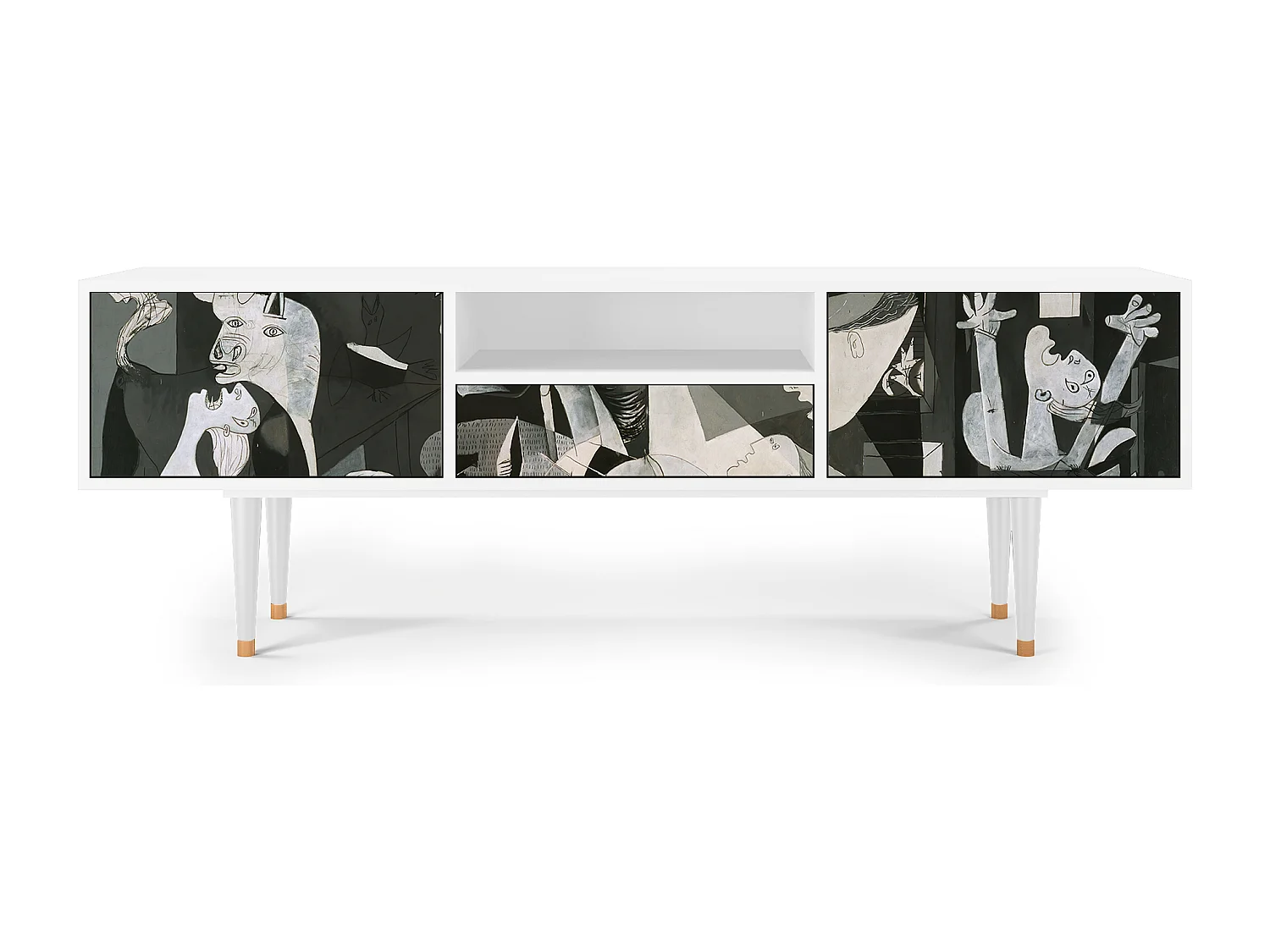 Szafka RTV - 170х59х41 cm - T6 - Guernica by Picasso, Biały