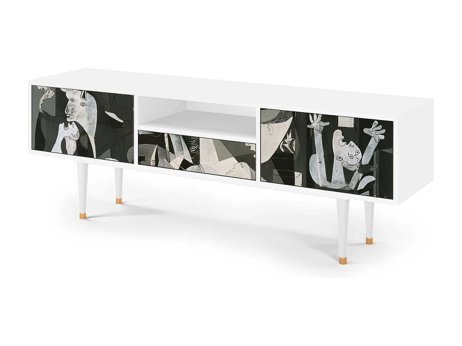 Szafka RTV - 170х59х41 cm - T6 - Guernica by Picasso, Biały