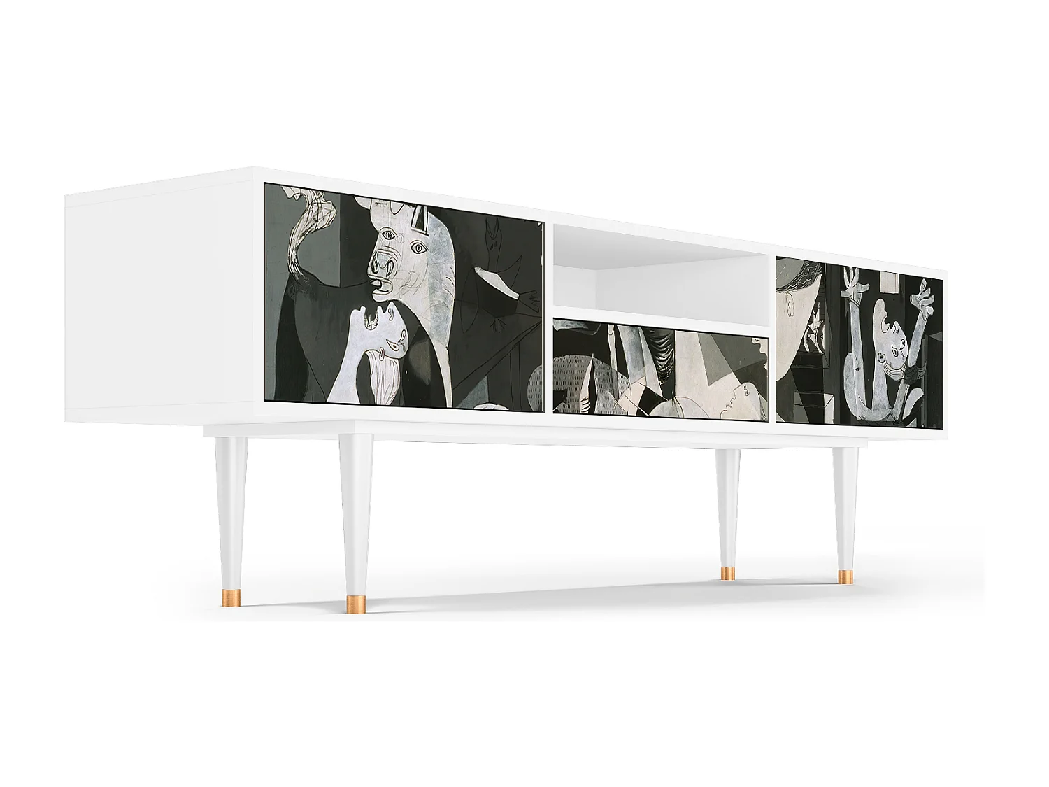 Szafka RTV - 170х59х41 cm - T6 - Guernica by Picasso, Biały