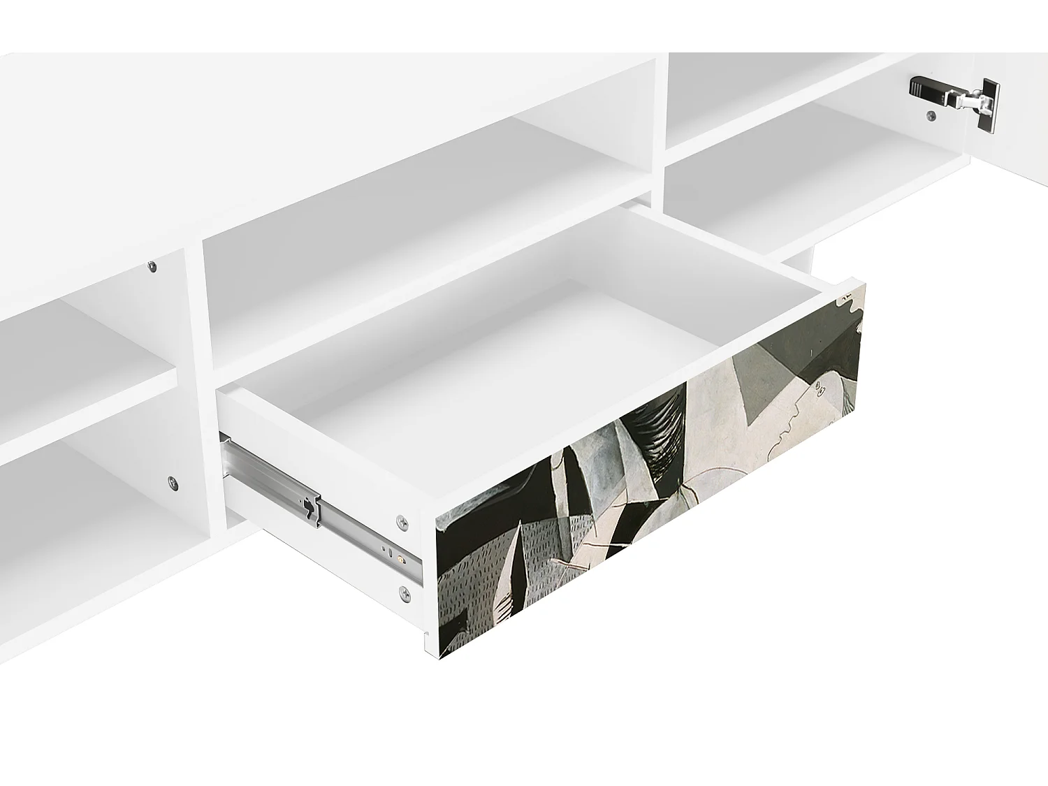 Szafka RTV - 170х59х41 cm - T6 - Guernica by Picasso, Biały