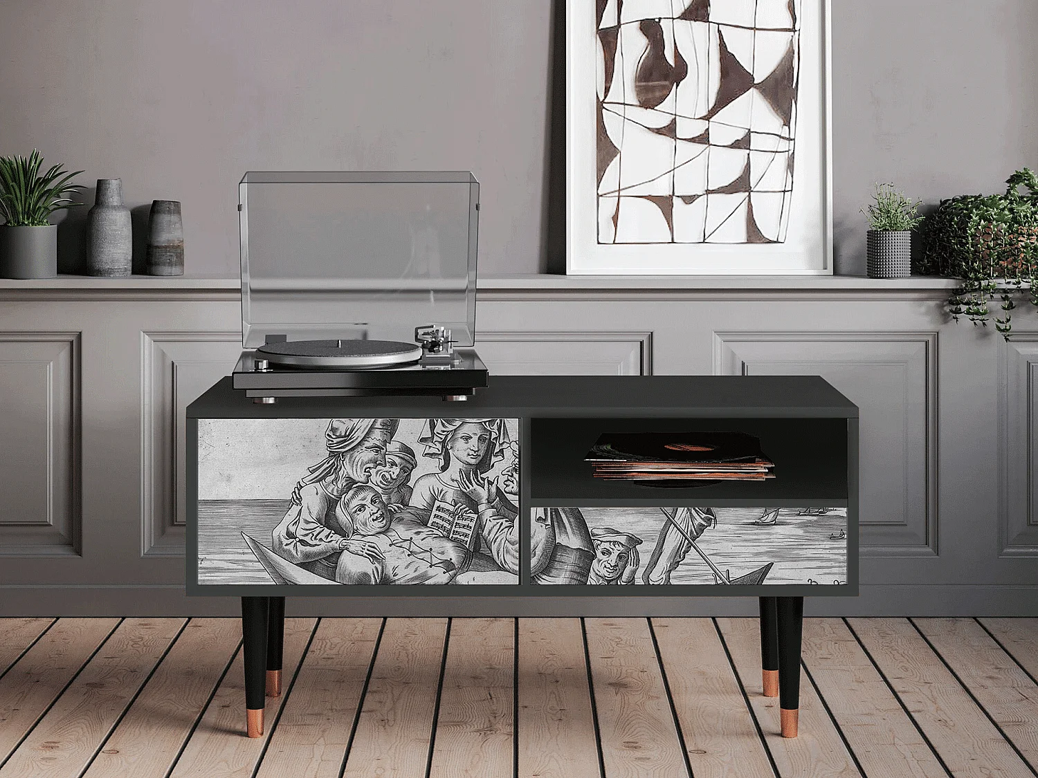 TV-Möbel - 115х59х48 cm - T3 - Blau Schuyte, Anthrazit