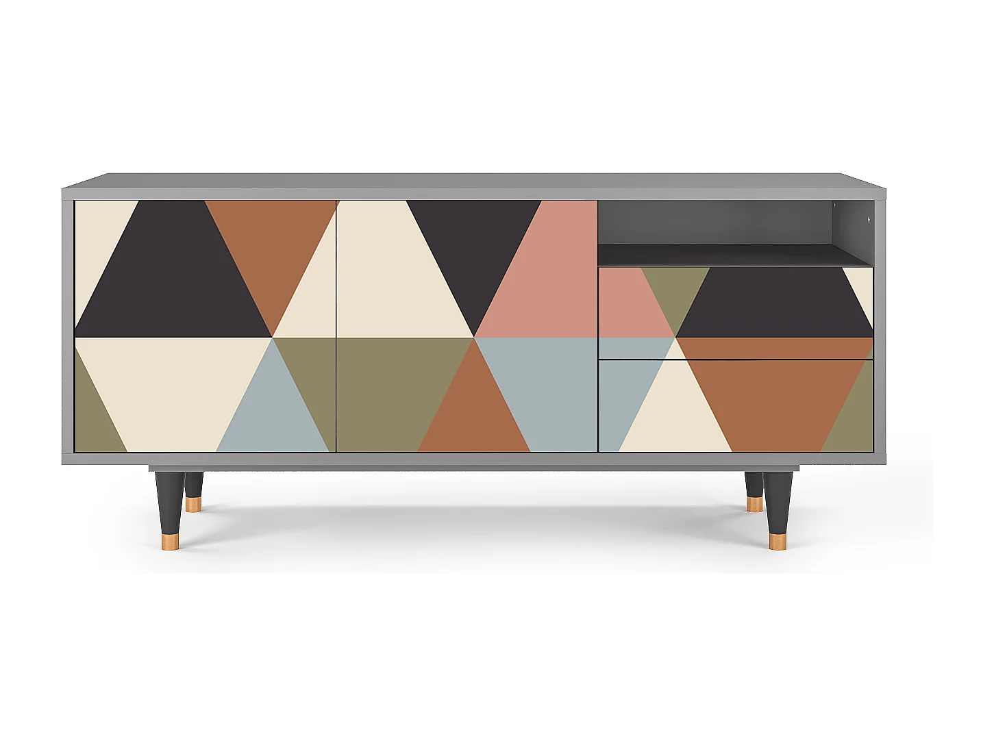 TV-Möbel - 125х56х41 cm - T7 - Royal Triangles, Grau