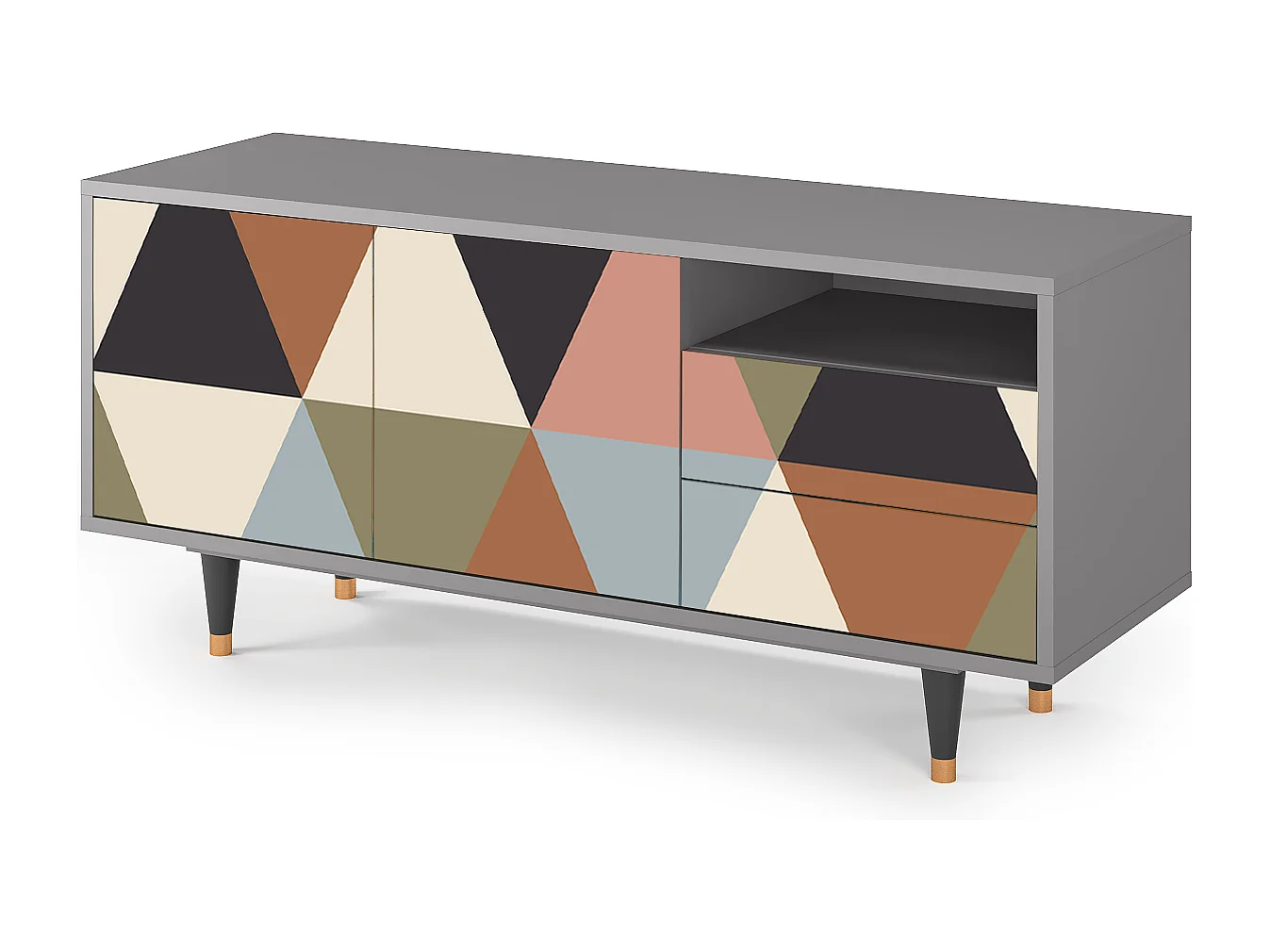 TV-Möbel - 125х56х41 cm - T7 - Royal Triangles, Grau