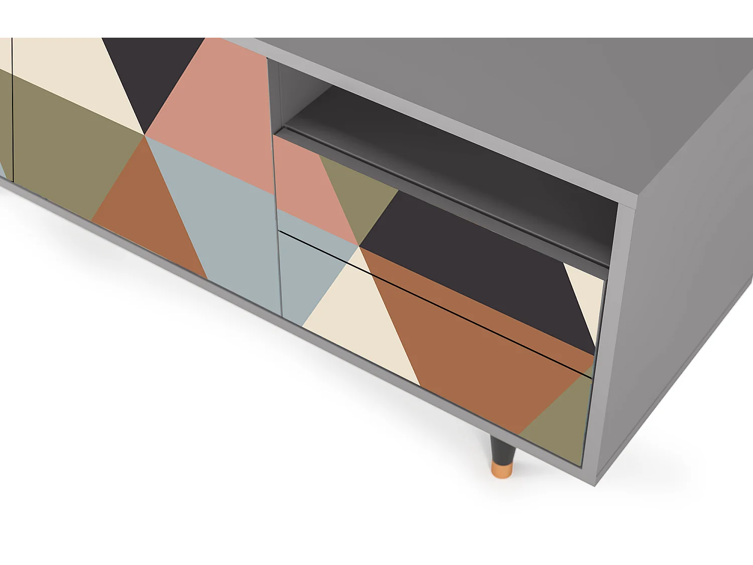 TV-Möbel - 125х56х41 cm - T7 - Royal Triangles, Grau